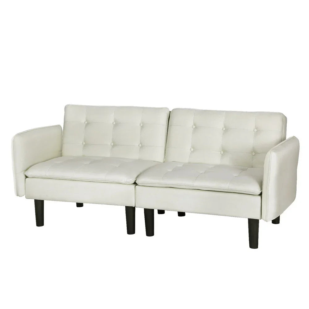 Artiss Sofa Bed 3 Seater Tufted Faux Linen Beige - Flea Market